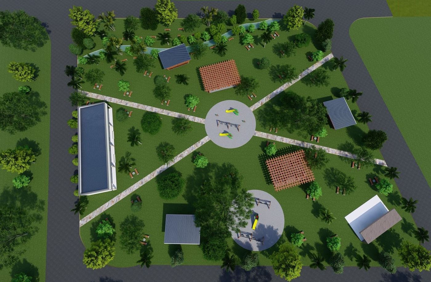 Aerial design view of the Lemara public space scheme in Arusha
