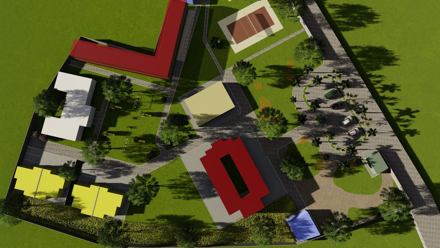 Aerial design view of the campus masterplan